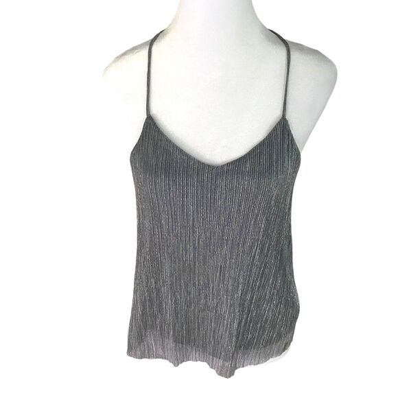 EXPRESS Women Top Cami Tank Silver and Black Tank Shimmer Sparkly Lined Small - Picture 2 of 14